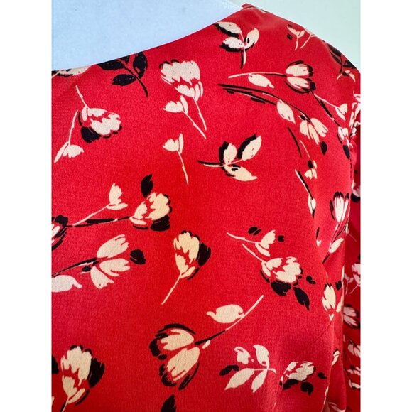 Lost & Wander Red Floral Long Sleeve Midi Dress Size L - Picture 5 of 5